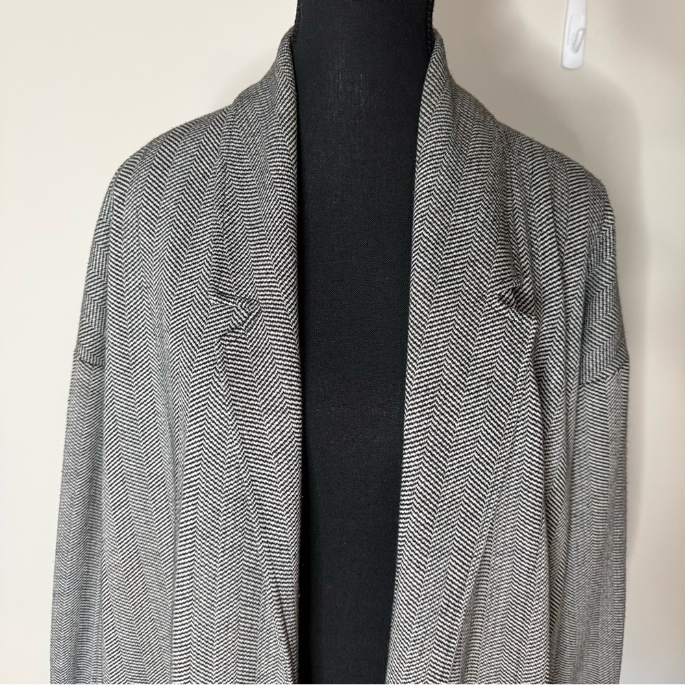 Herringbone Chevron Pattern Sweater Coat Duster Oversized Coatigan Size Large XL - Picture 8 of 12